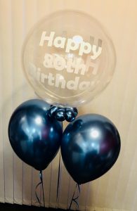 birthday balloons, chrome. bubble, personalised balloon